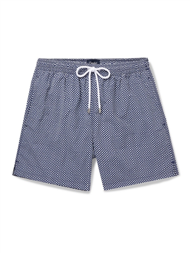 Photo: DRAKE'S - Mid-Length Printed Swim Shorts - Blue