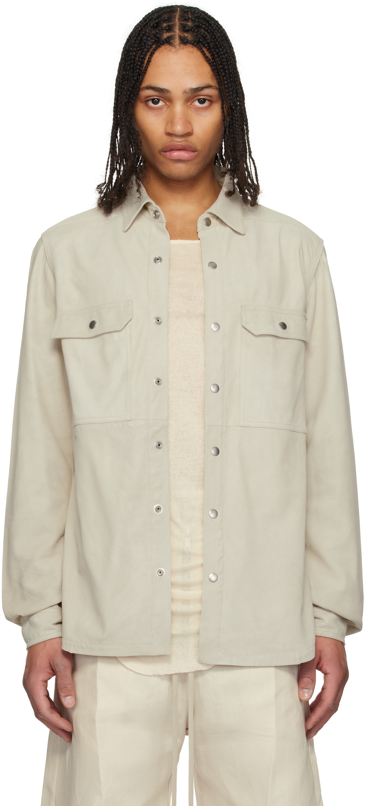 Rick Owens Off-White Hollywood Outershirt Leather Overshirt Rick Owens