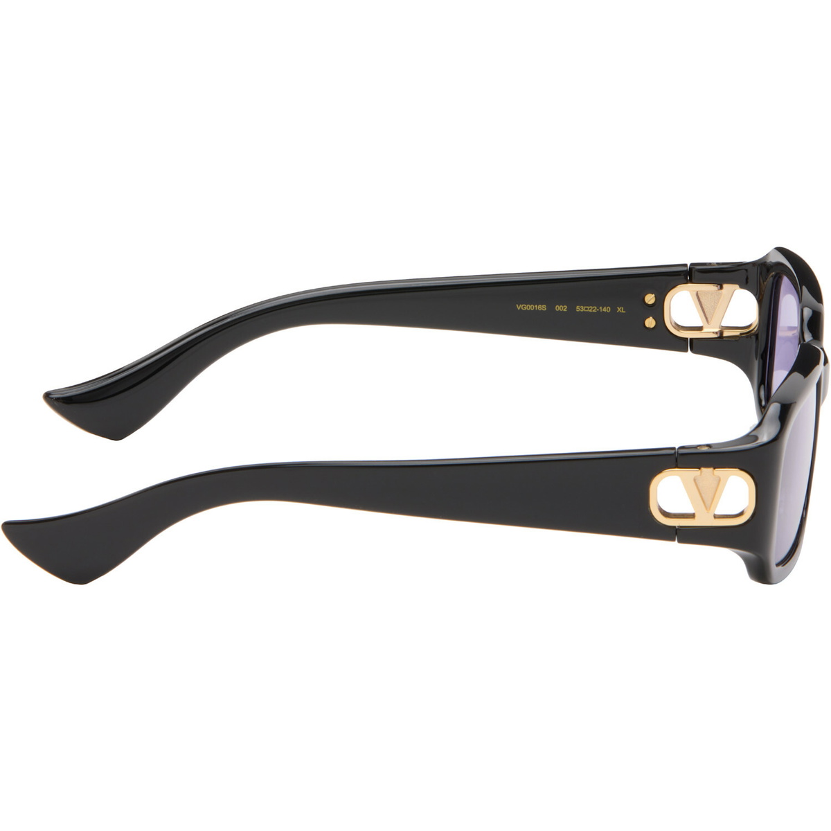 Valentino Black Rectangular Acetate Sunglasses