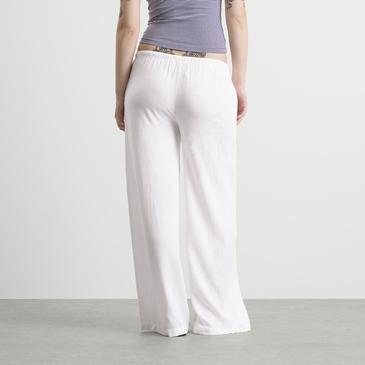 TALA Women's Soft Linen Drawstring Trousers in Ivory