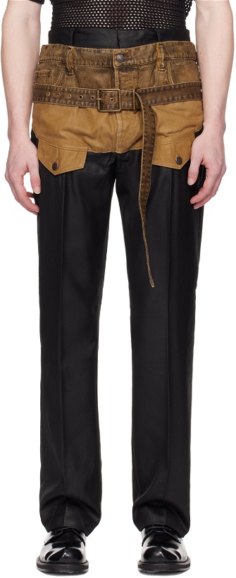 Photo: Acne Studios Black & Tan Belted Trousers