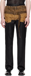 Acne Studios Black & Tan Belted Trousers