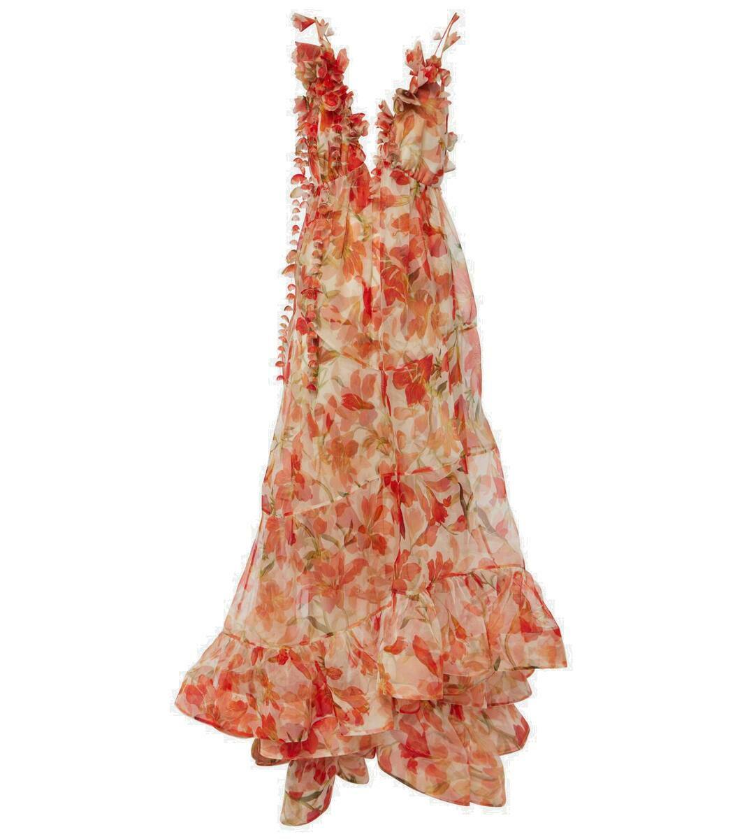 【Zimmermann】Illuminate ruffled silk organza maxi dress Illuminate floral ruffled silk organza gown in blue