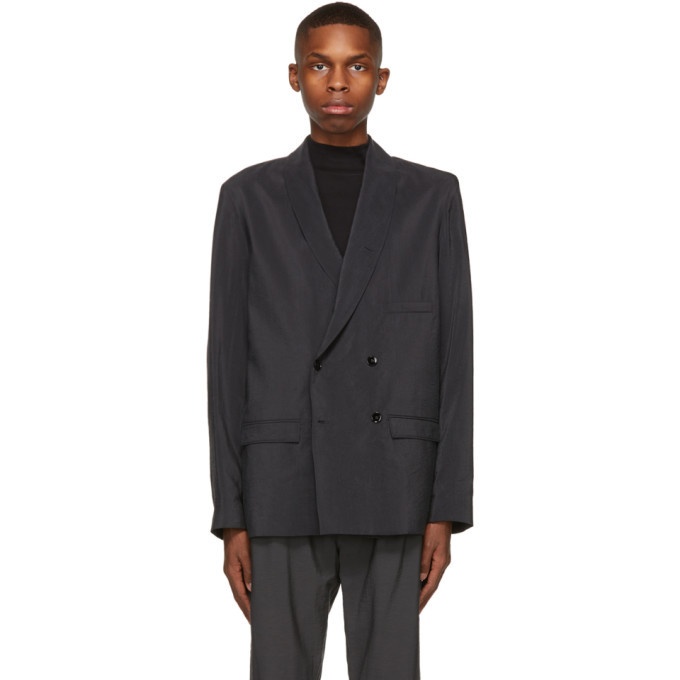 Photo: Lemaire Grey Belted Double-Breasted Blazer
