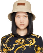 Versace Beige Logo Raffia Bucket Hat