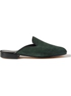 George Cleverley - Leather-Trimmed Suede Backless Loafers - Green