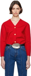 Bally Red V-Neck Cardigan