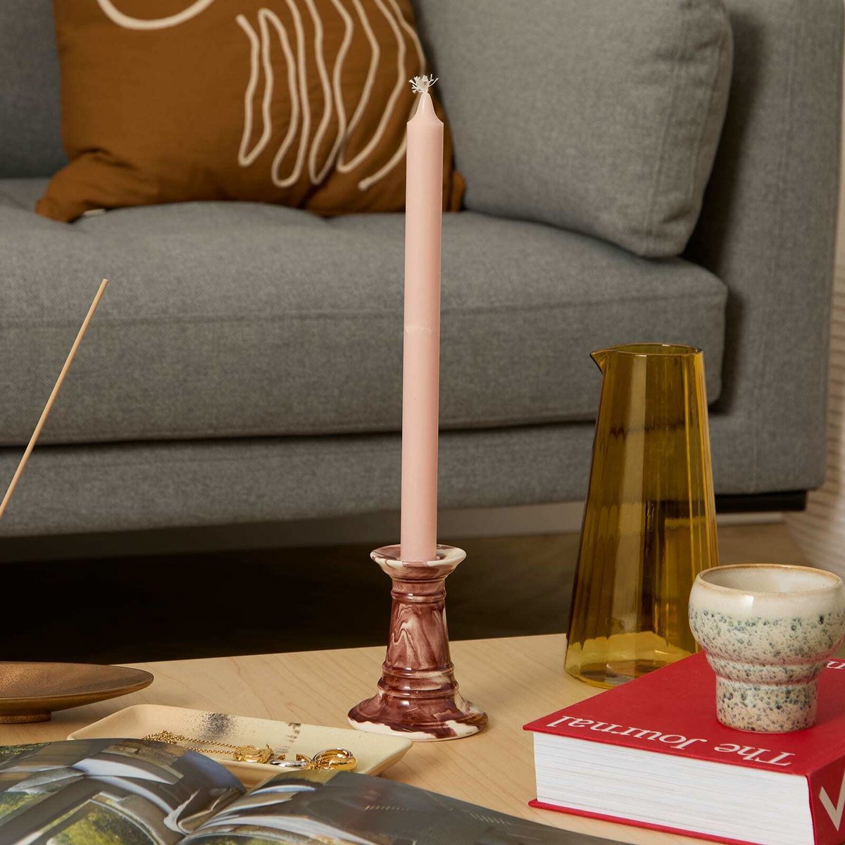 The Conran Shop Wardour Stubby Candlestick in Burgundy 