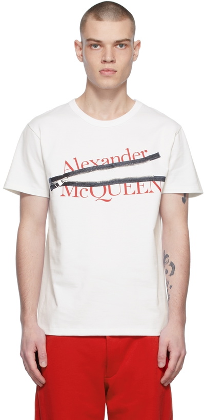 Photo: Alexander McQueen White Zip Logo T-Shirt