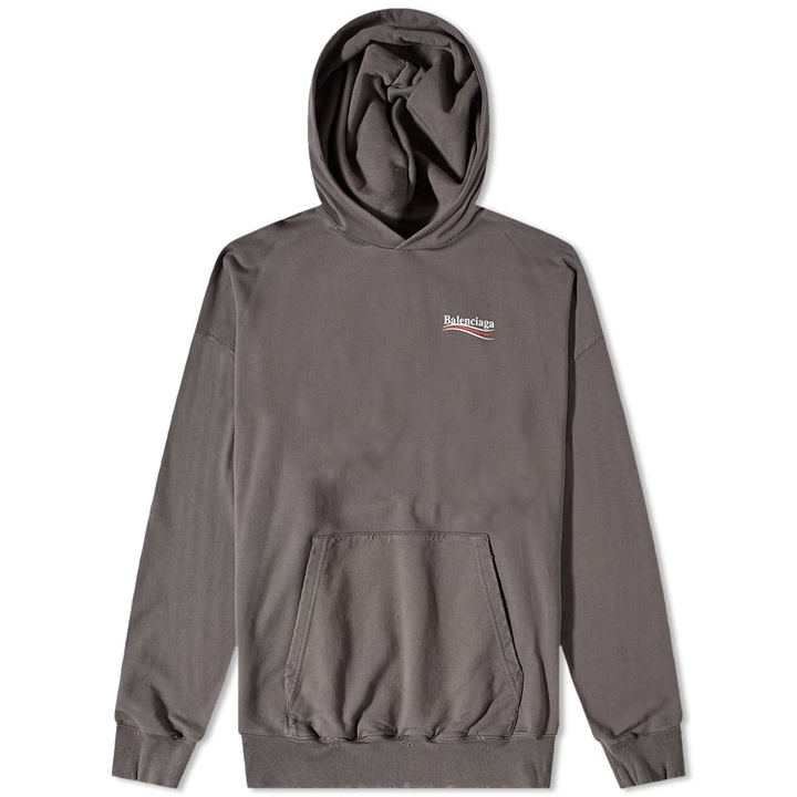 Photo: Balenciaga Men's Fit Hoody in Smoke Grey/White/Red