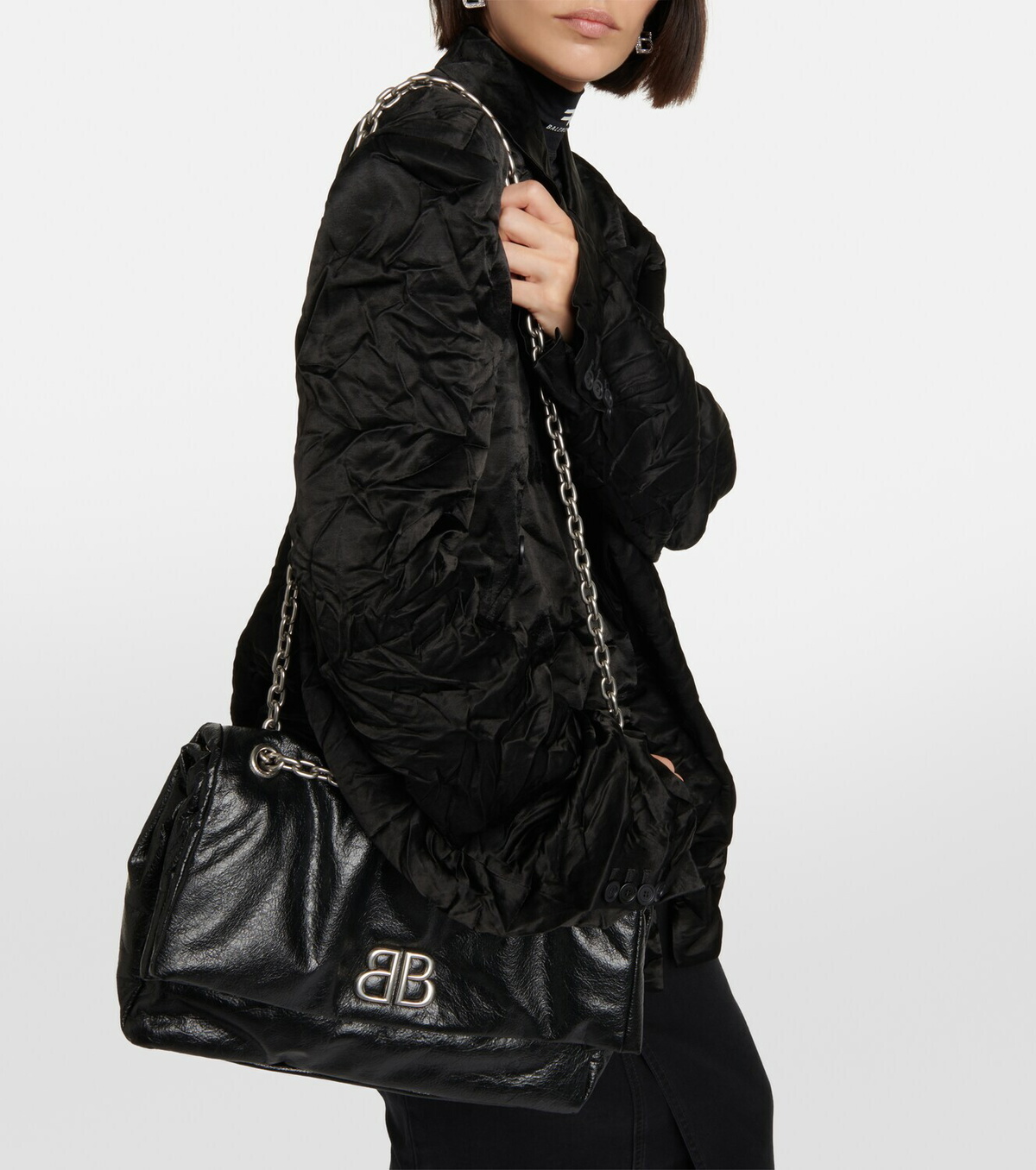 ショルダーバッグ・ポシェット Balenciaga Black Leather Medium Monaco Shoulder Bag s-l400.jpg