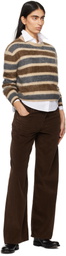 Guest in Residence Brown & Gray Grizzly Stripe Crew Sweater