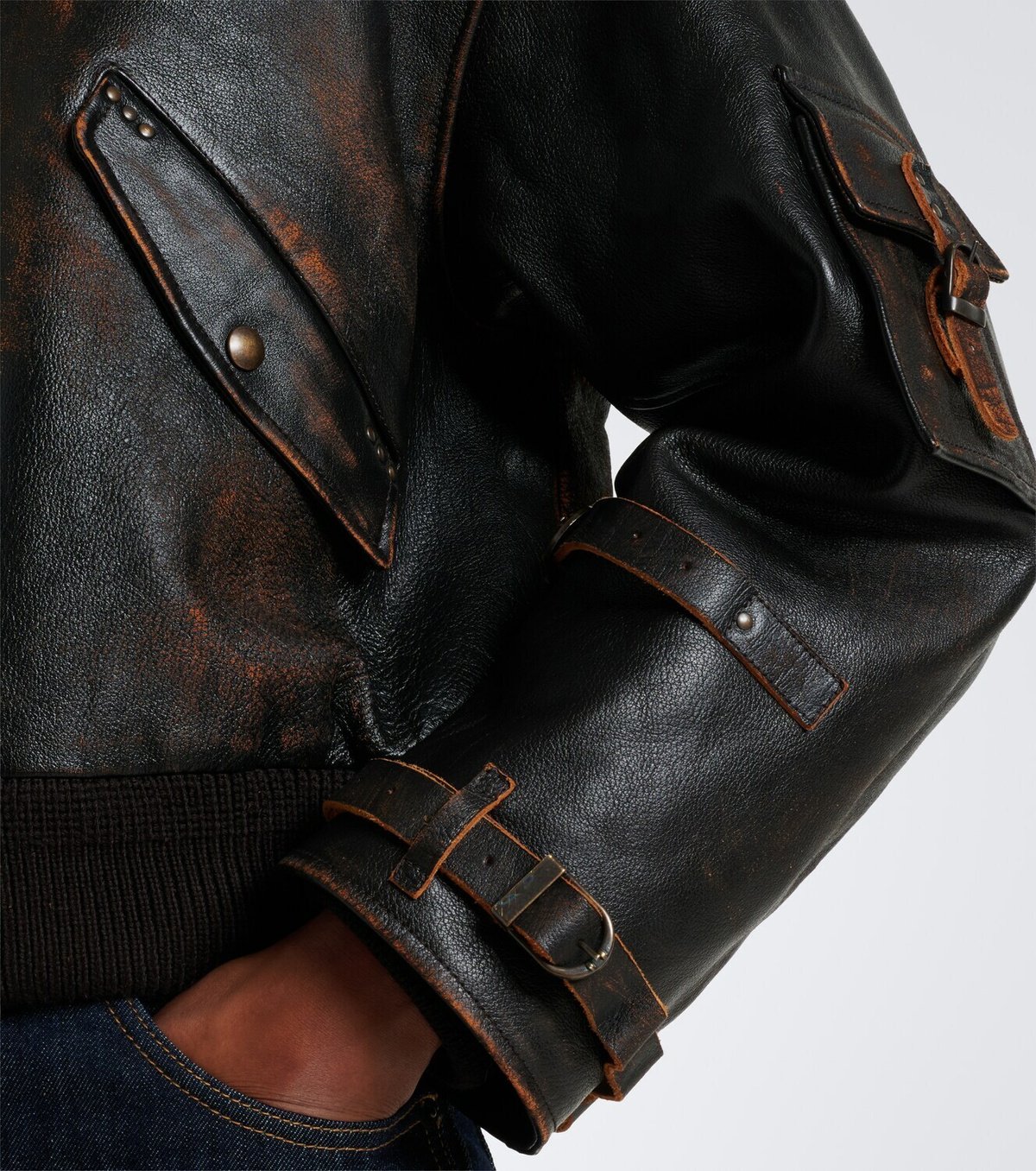 Ralph Lauren Collection Lianne shearling-trimmed leather jacket