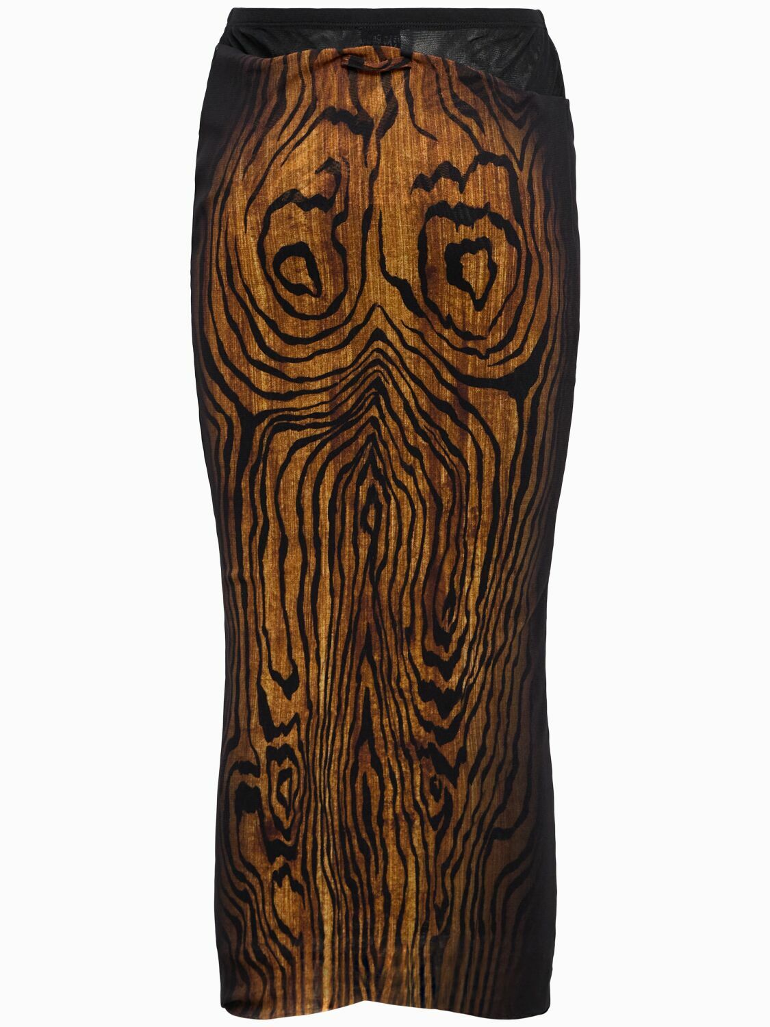 JEAN PAUL GAULTIER Wood Printed Mesh Double-layer Skirt Jean Paul