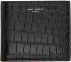 Saint Laurent Black Croc Logo East/West Wallet