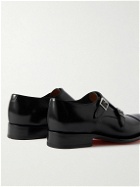 Santoni - Cap-Toe Leather Monk-Strap Shoes - Black