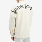 Palm Angels Men's Back Logo Check Overshirt in Off White