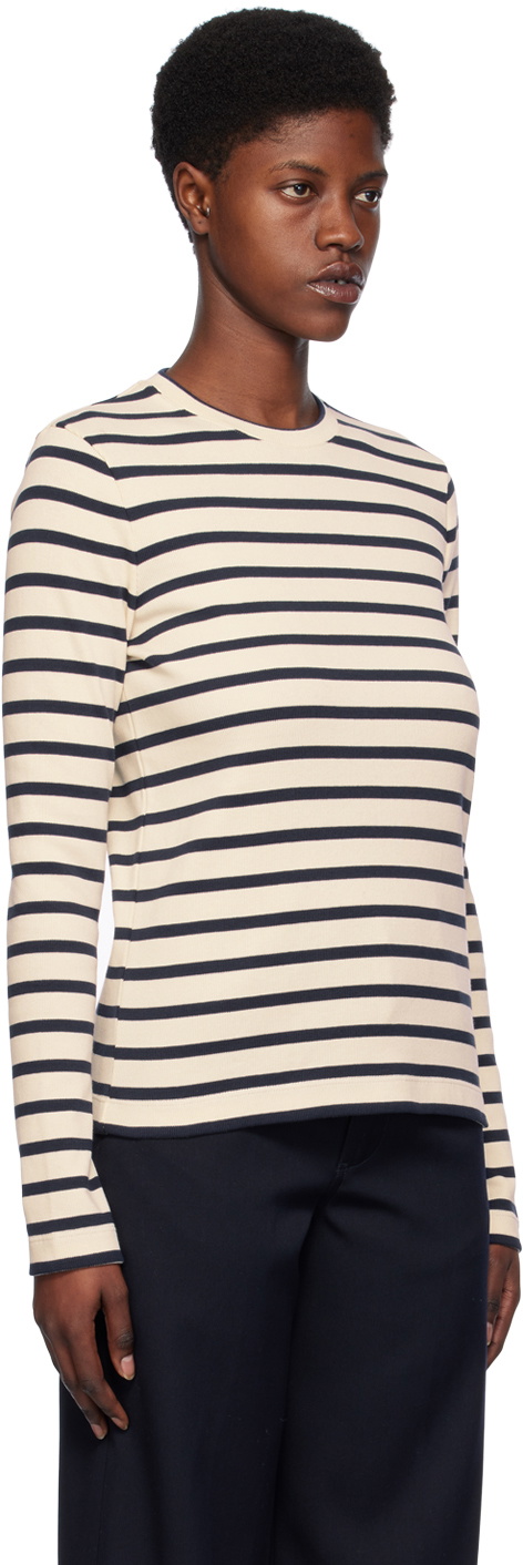 Jil Sander Off-White & Navy Stripe Long Sleeve T-Shirt