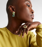 Octavia Elizabeth Double Orbit 18kt gold earrings with tourmaline and emeralds