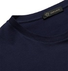 Versace - Logo-Embroidered Cotton-Jersey T-Shirt - Blue
