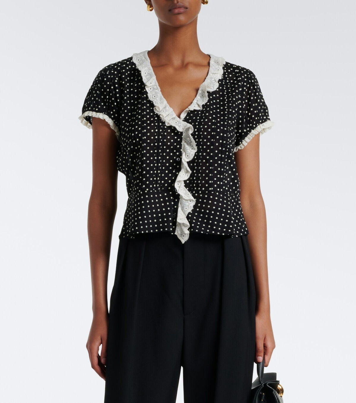 Dôen Orella polka-dot cotton voile top