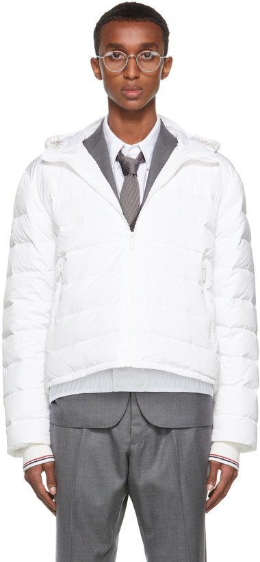 Photo: Thom Browne White Down Ski RWB Center Back Stripe Jacket