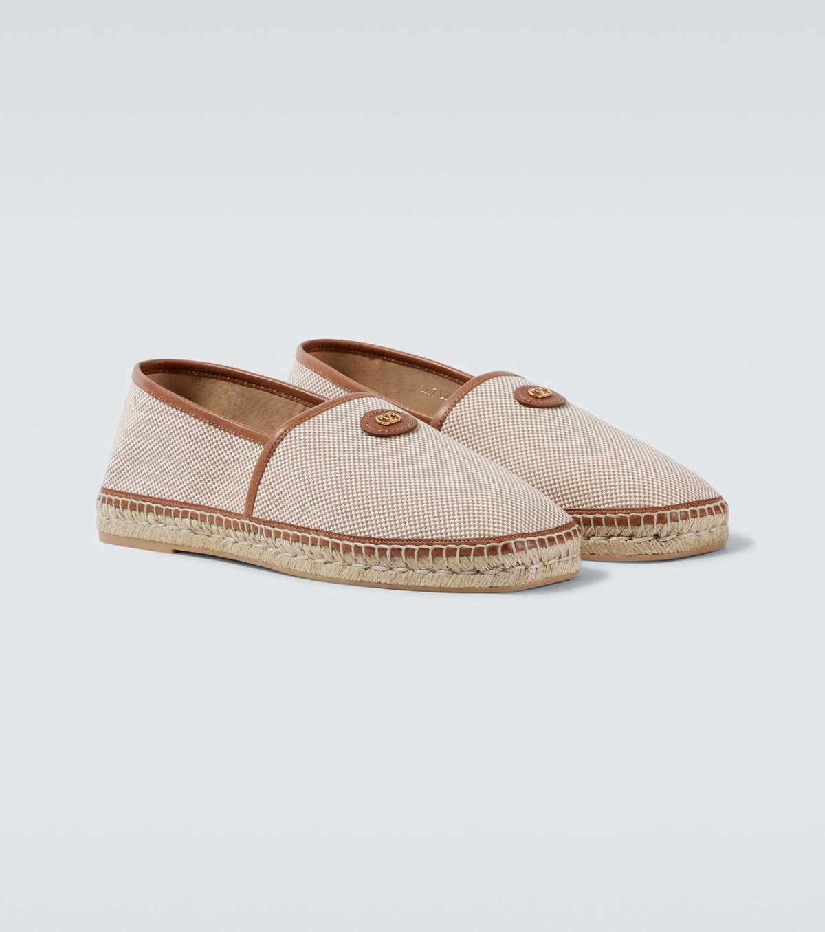 Valentino Garavani VLogo leather-trimmed canvas espadrilles