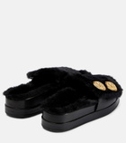 Balmain - Leather and faux fur sandals