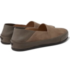 Brioni - Collapsible-Heel Suede and Textured-Leather Loafers - Men - Taupe