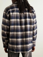 Rhude - Logo-Embroidered Checked Cotton-Flannel Shirt - Blue