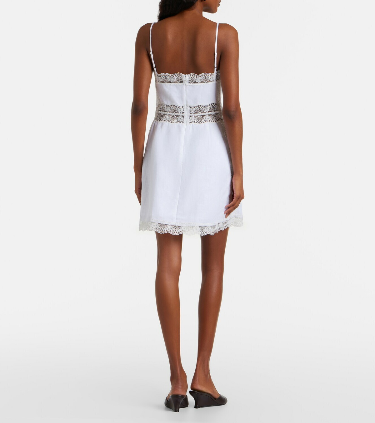 Staud Amalina lace-trimmed linen minidress