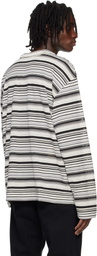 System Black High Neck Striped Polo