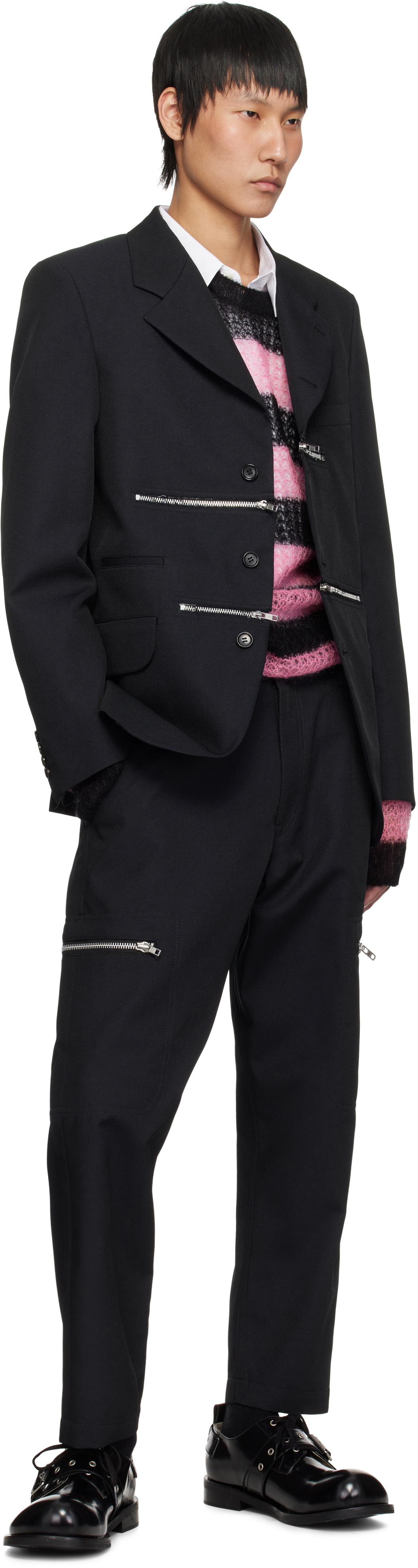 Comme des Garçons Homme Deux Navy Irregular Pin Head Trousers