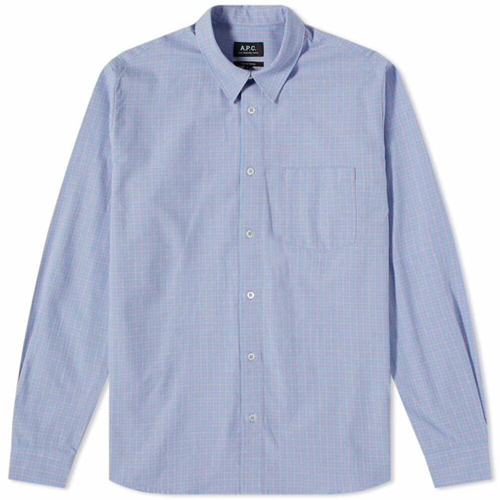 Photo: A.P.C. Men's Clement Check Shirt in Light Blue