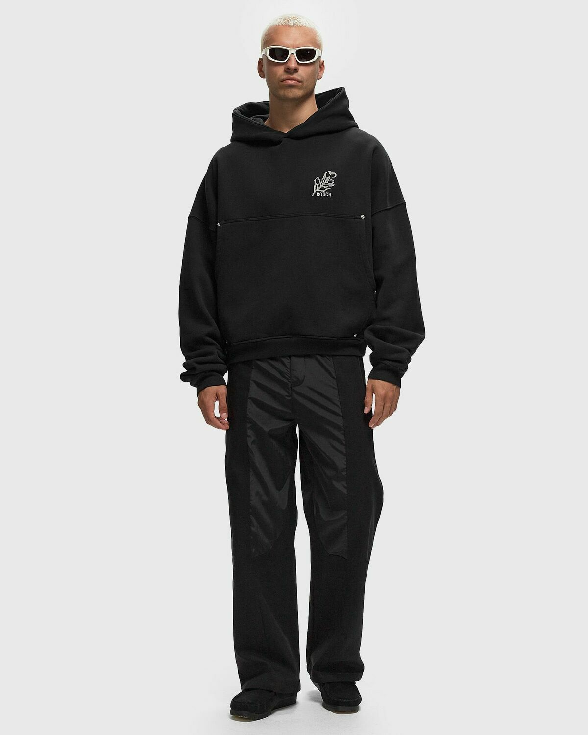 Rough. Olive Emblem Hoodie Black Hoodies