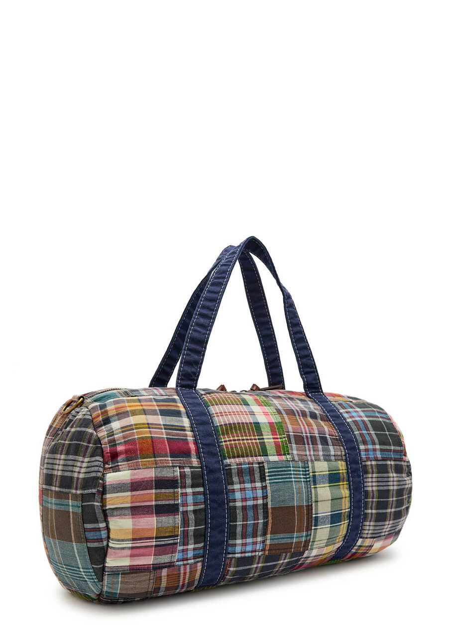 Polo Ralph Lauren Large Logo-embroidered Checked Cotton Duffle bag - Navy - One Size