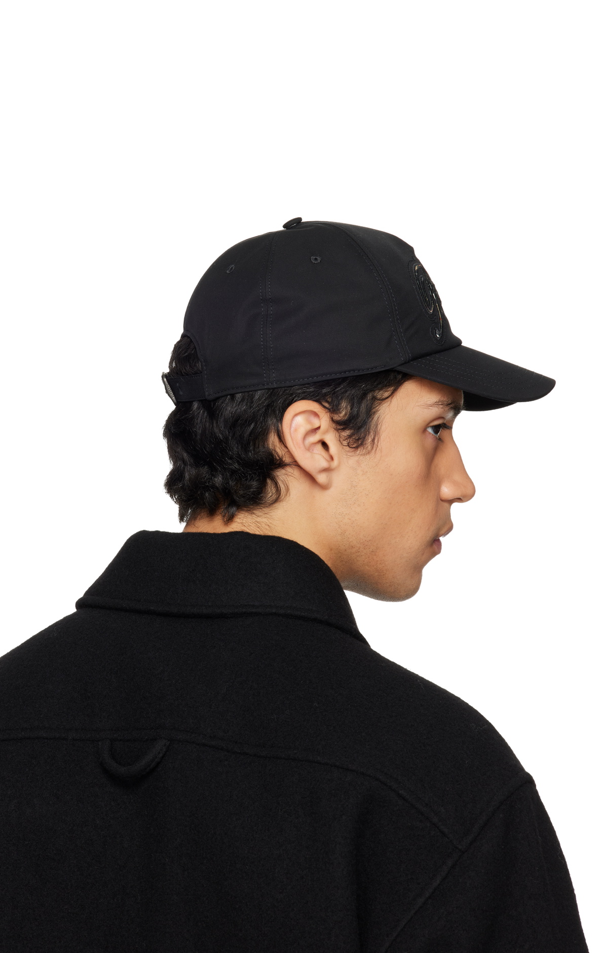 Burberry Black Check Cursive Logo Gabardine Baseball Cap