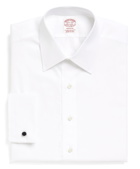 Brooks Brothers Men's Madison Relaxed-Fit Dress Shirt, Tennis Collar French Cuff | White