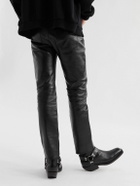 CELINE - Panelled Full-Grain Leather Trousers - Black