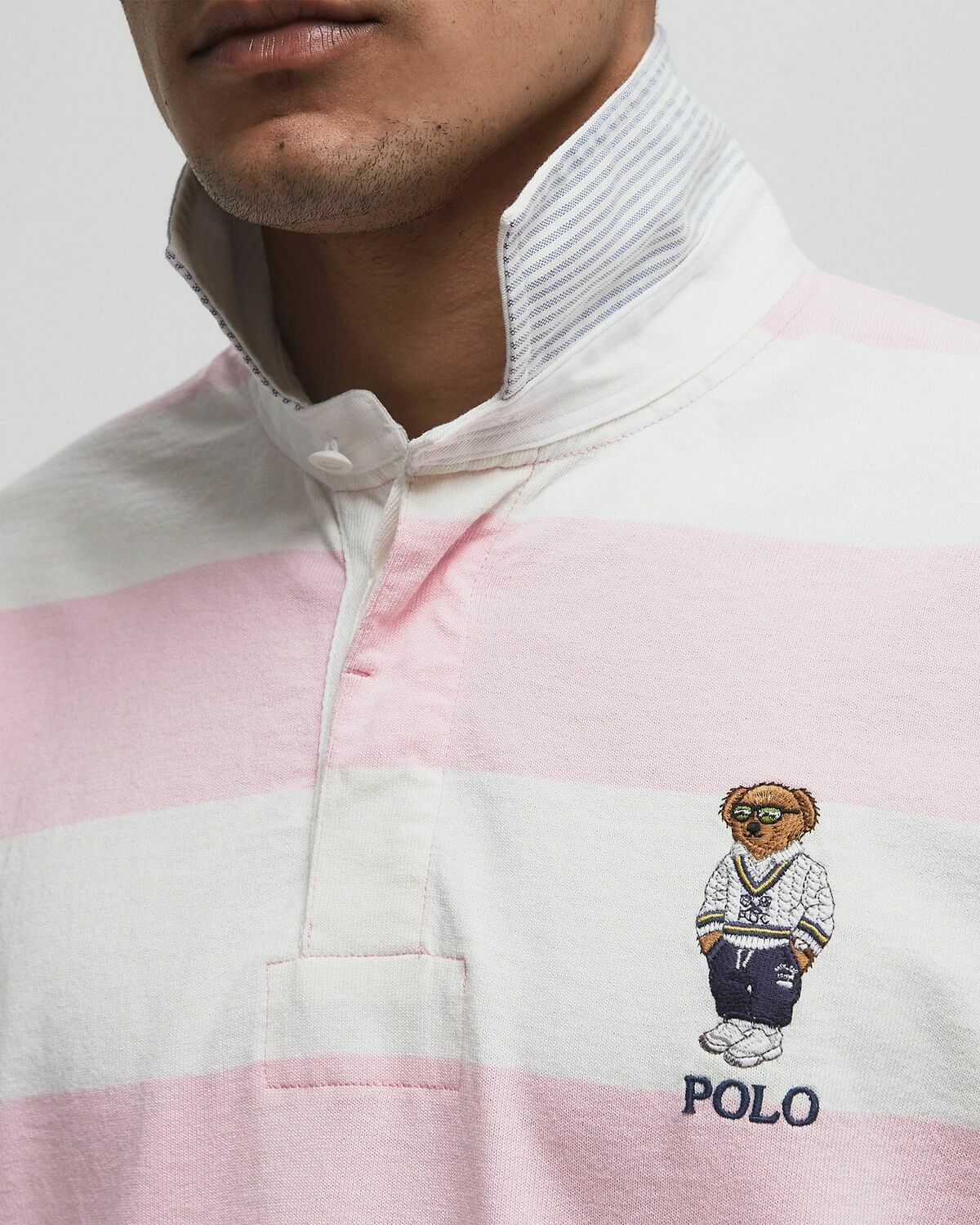 Polo Ralph Lauren RUGBY LS pink/white Men Polo Ralph Lauren