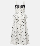 Self-Portrait Polka-dot linen and cotton midi dress