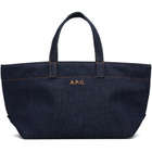 A.P.C. Navy Drummer Toile Small Tote