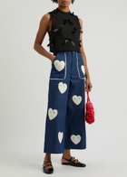 Sister Jane Birdie Bow-appliqué Cloqué Tank Black