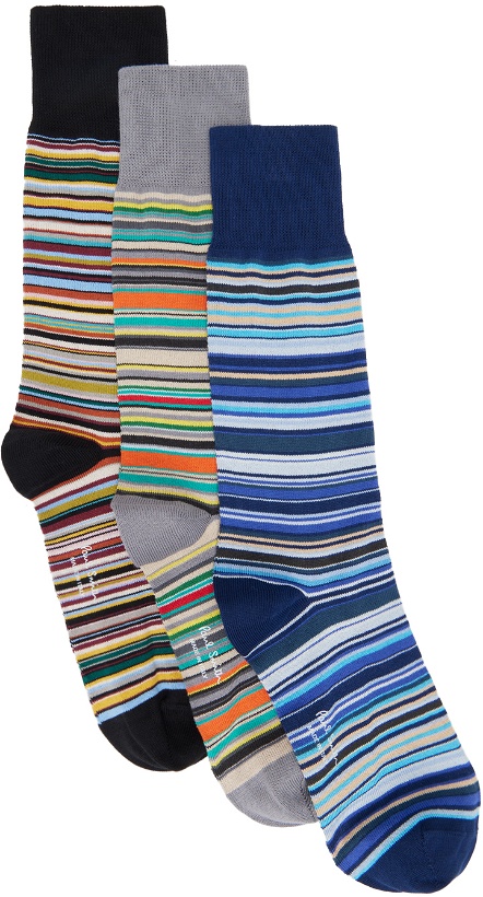 Photo: Paul Smith Three-Pack Multicolor Signature Stripe Socks