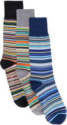 Paul Smith Three-Pack Multicolor Signature Stripe Socks