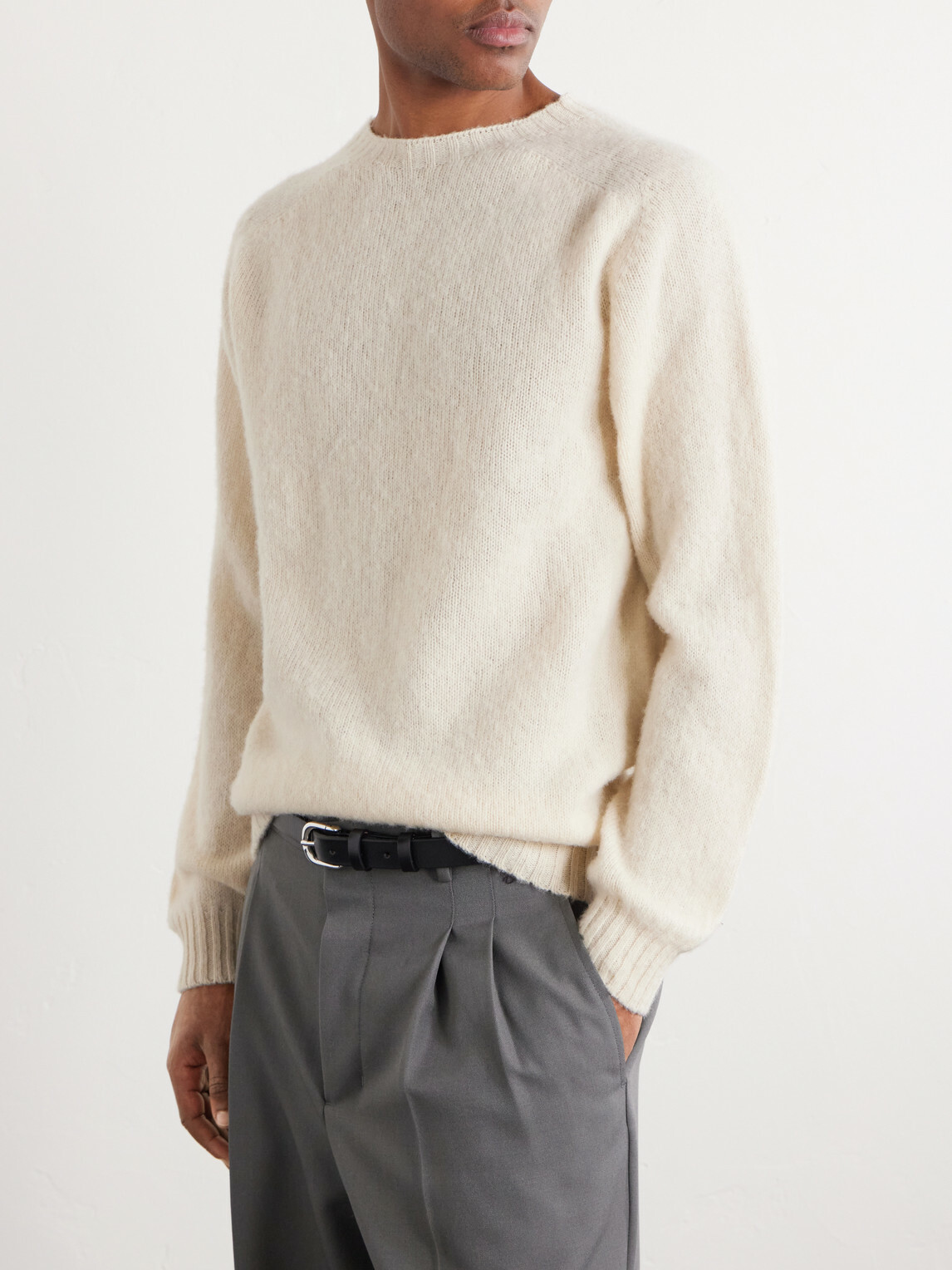 Drake's - Brushed Shetland Wool Sweater - Neutrals