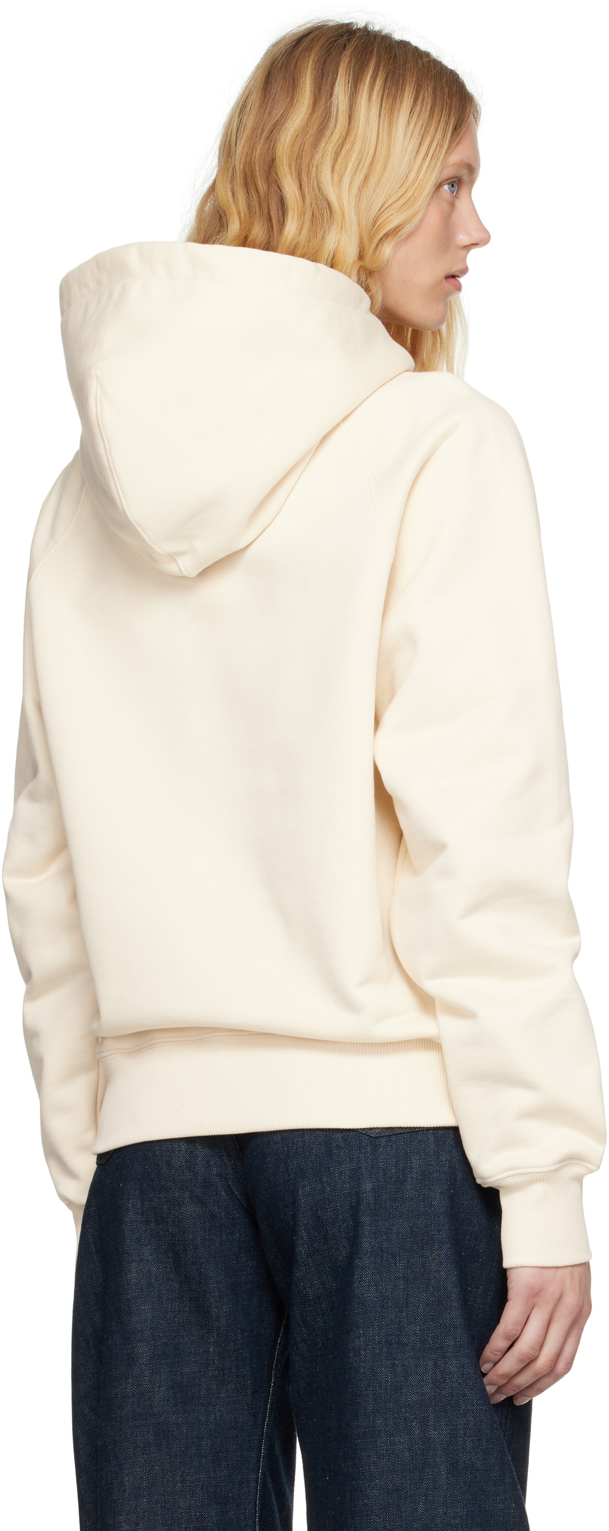 AMI Paris Off-White Cotton 'Ami Paris' Patch Hoodie