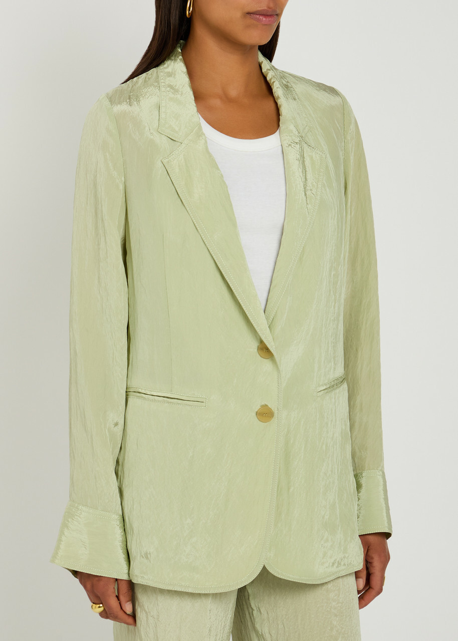 Forte_forte Crinkled Satin Blazer Light Green
