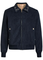Cherry Los Angeles Charro Embroidered-collar Corduroy Jacket Navy