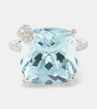 Bucherer Fine Jewellery Peekaboo 18kt white gold ring with aquamarine and diamonds